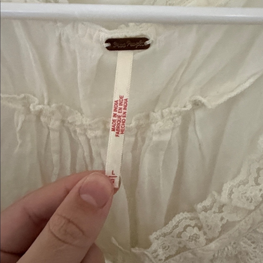Free People Cream Lace Detail Top - Picture 2 of 3